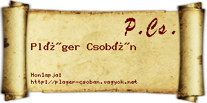 Pláger Csobán névjegykártya